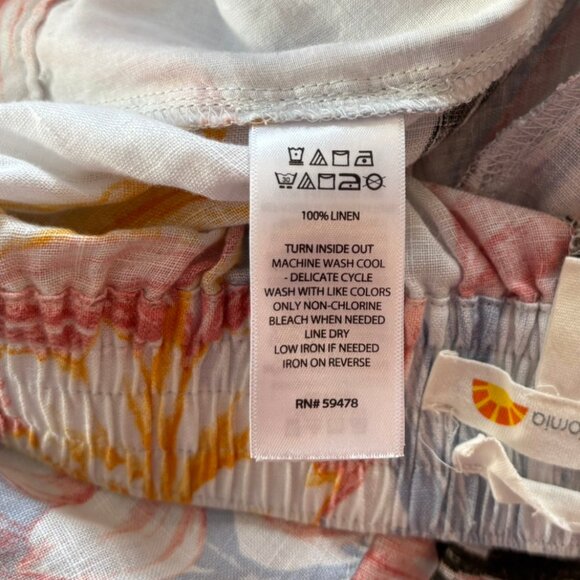 C&C California 100% Linen Tropical Floral Wide Leg Pants - Size M - Picture 5 of 5